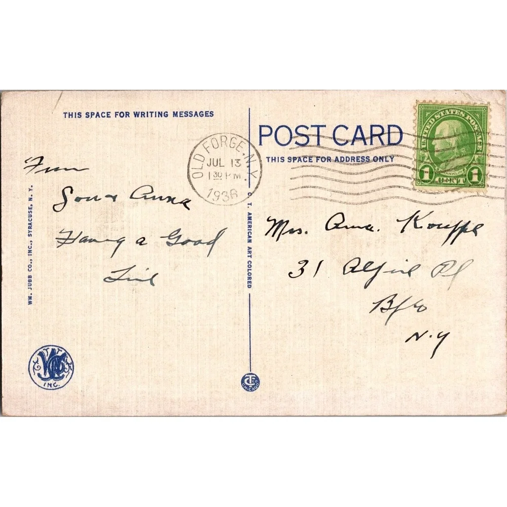 Vintage Cold River Bridge Mohawk Trail Berkshire Hills Postcard‎ 1936